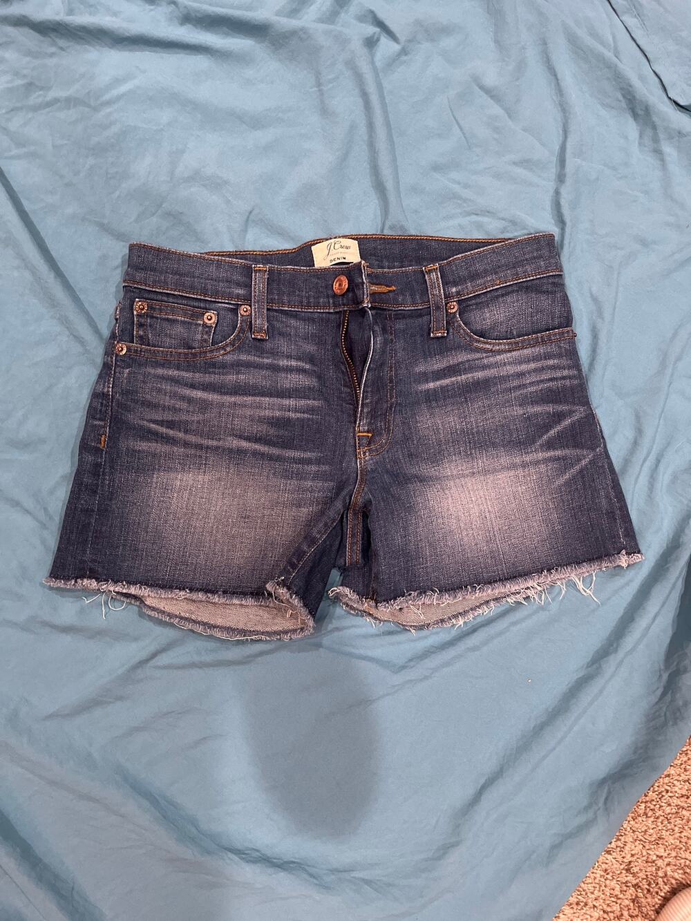 J.Crew Women’s Denim Cutoff Shorts Size 26 Dark Wash Raw Hem Jean Shorts